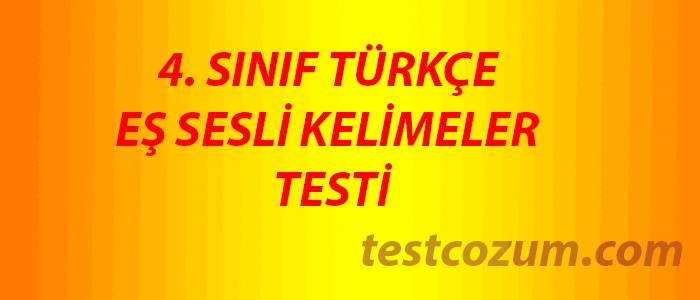 4. Sınıf Eş Sesli (Sesteş) Kelimeler 2